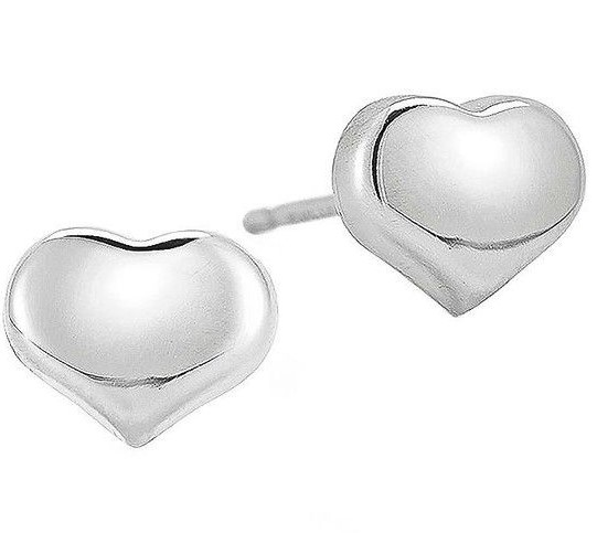 18Kt White Gold Tiny Heart Stud Earrings