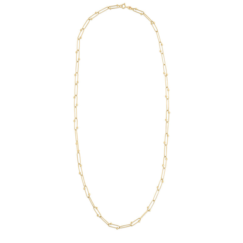 18Kt Yellow Gold Oro Classic Bead Link Chain 28"
