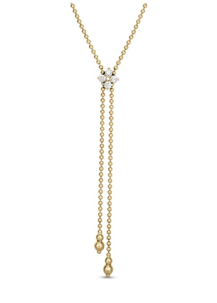 18Kt Yellow Gold Love In Verona Lariat With (4) Round Diamonds Weighing 0.30cttw