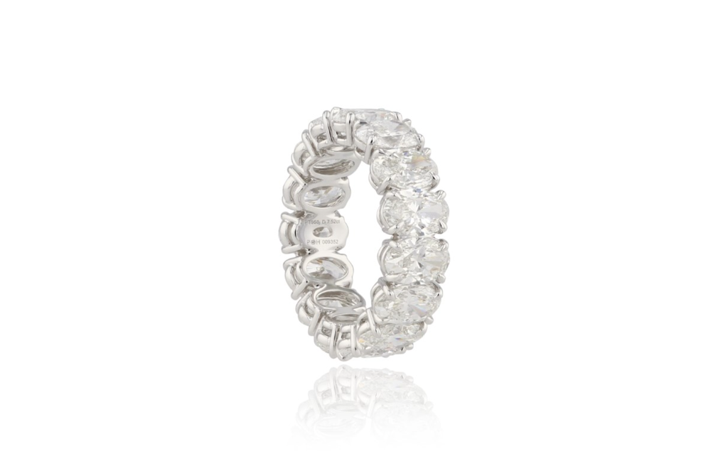 Platinum Eternity Band With 15 Oval Diamonds Weighing 7.52cttw