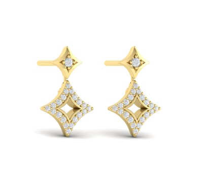 14Kt Yellow Gold Estrella Double Drop Earrings With 42 Round Diamonds Weighing 0.25cttw
