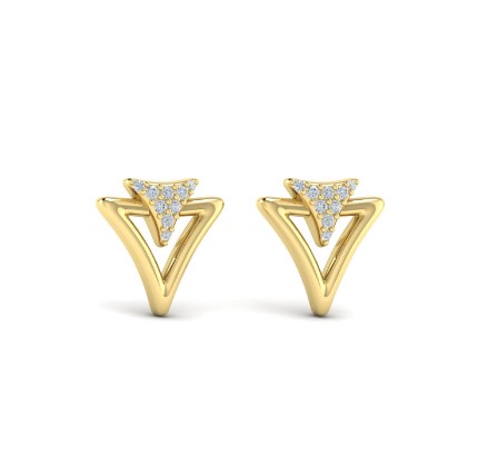 14Kt Yellow Gold Miravel Open Trinity Studs With 18 Round Diamonds Weighing 0.10cttw