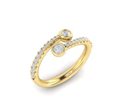 14Kt Yellow Gold Sofia Bypass Ring With 24 Round Diamonds Weighing 0.58cttw