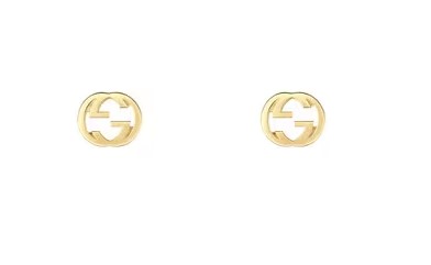 [YBD74854300200U] 18Kt Yellow Gold Interlocking GG Stud Earrings