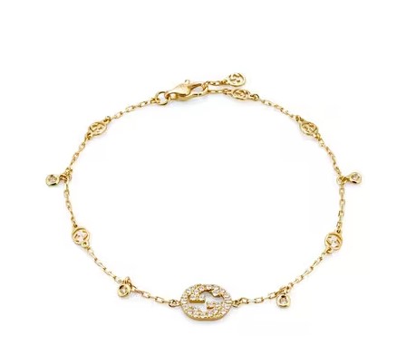 [YBA729403002017] 18Kt Yellow Gold Interlocking GG Bracelet With 30 Round Diamonds Weighing 0.20cttw