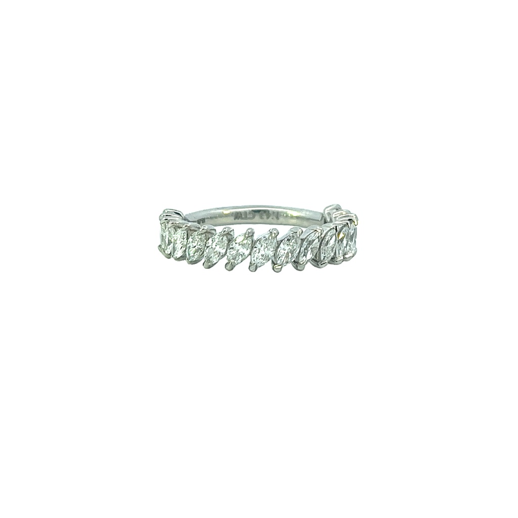 [B0.07-17MQ-1] Platinum 3/4 Eternity Band With 17 Marquise Diamonds Weighing 1.30cttw