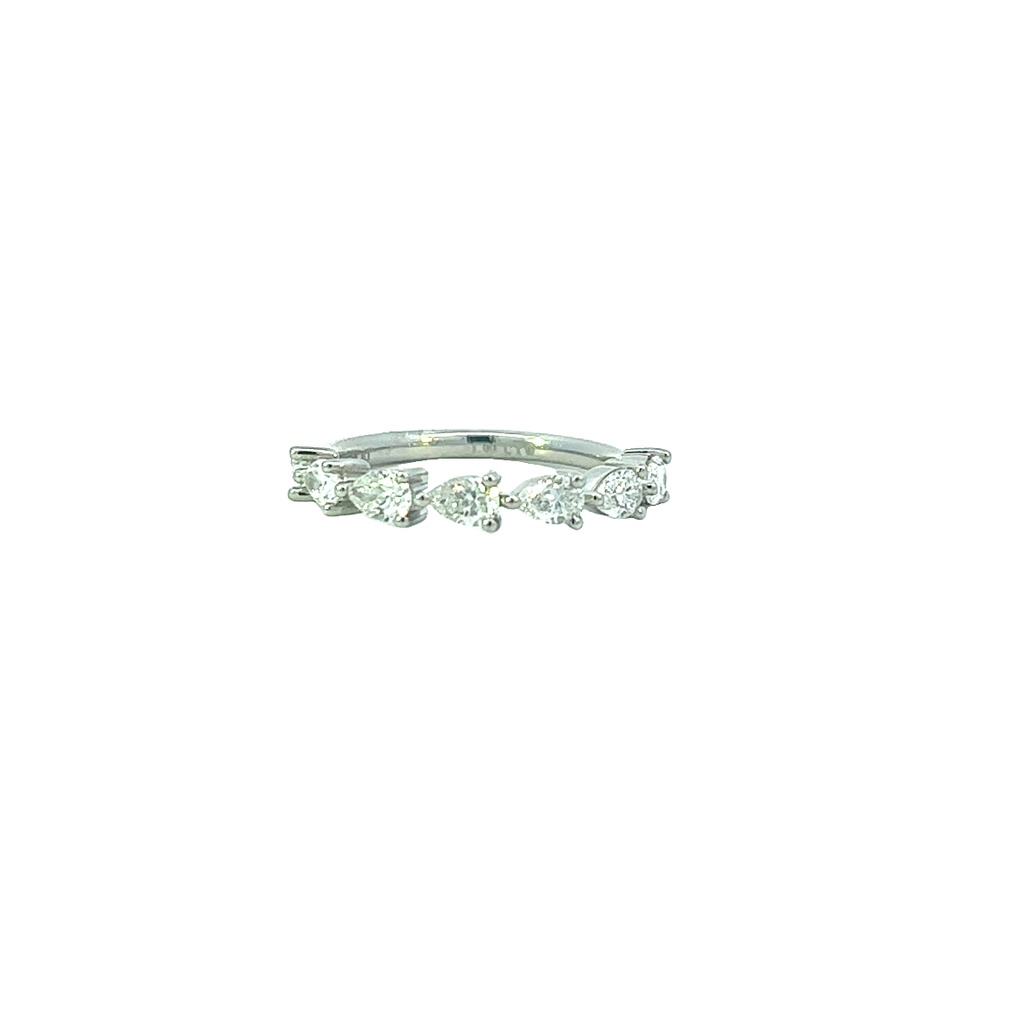 Platinum East-West Set Half Eternity Band With 7 Pear Shaped Diamonds Weighing 1.00cttw