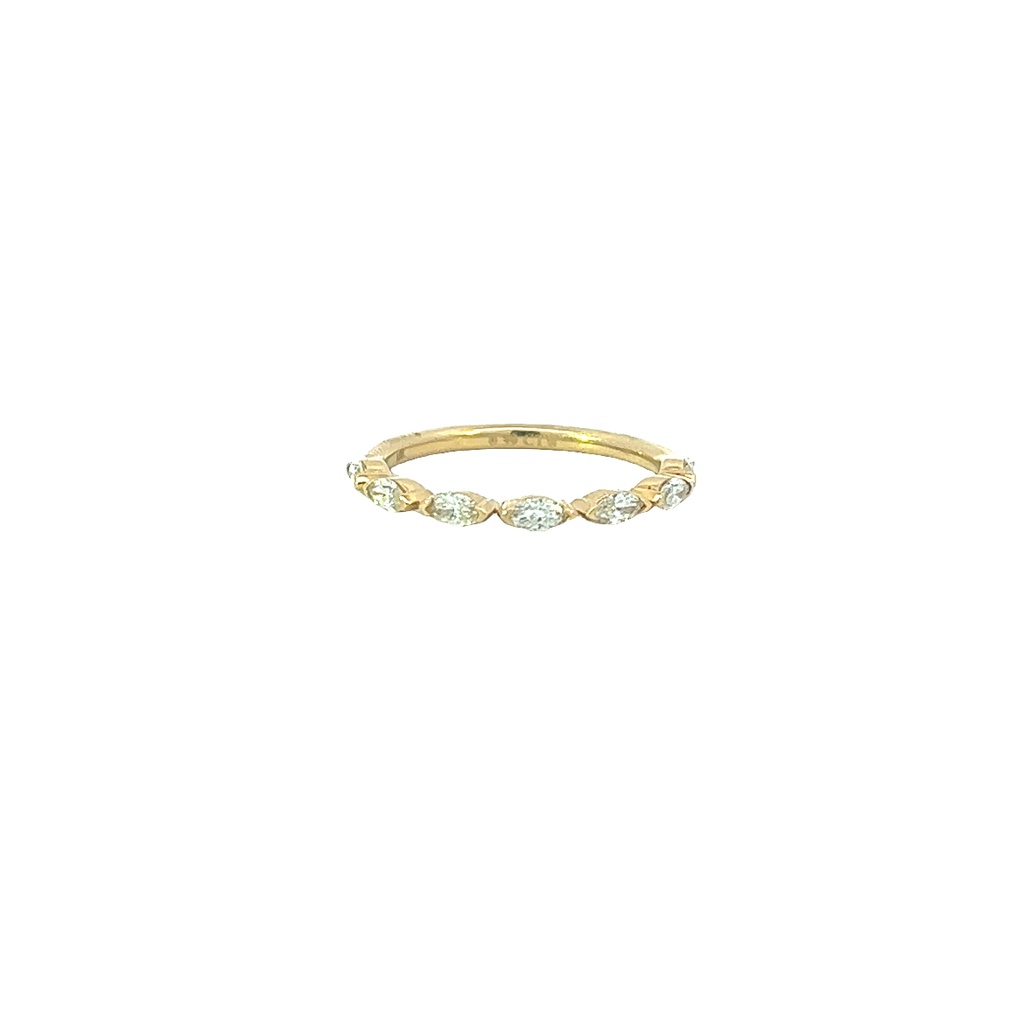 18Kt Yellow Gold Half Eternity Band With 7 Marquise Diamonds Weighing 0.39cttw