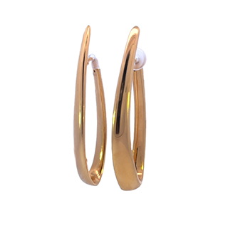 18Kt Yellow Gold Elongated Curved Drop Earrings