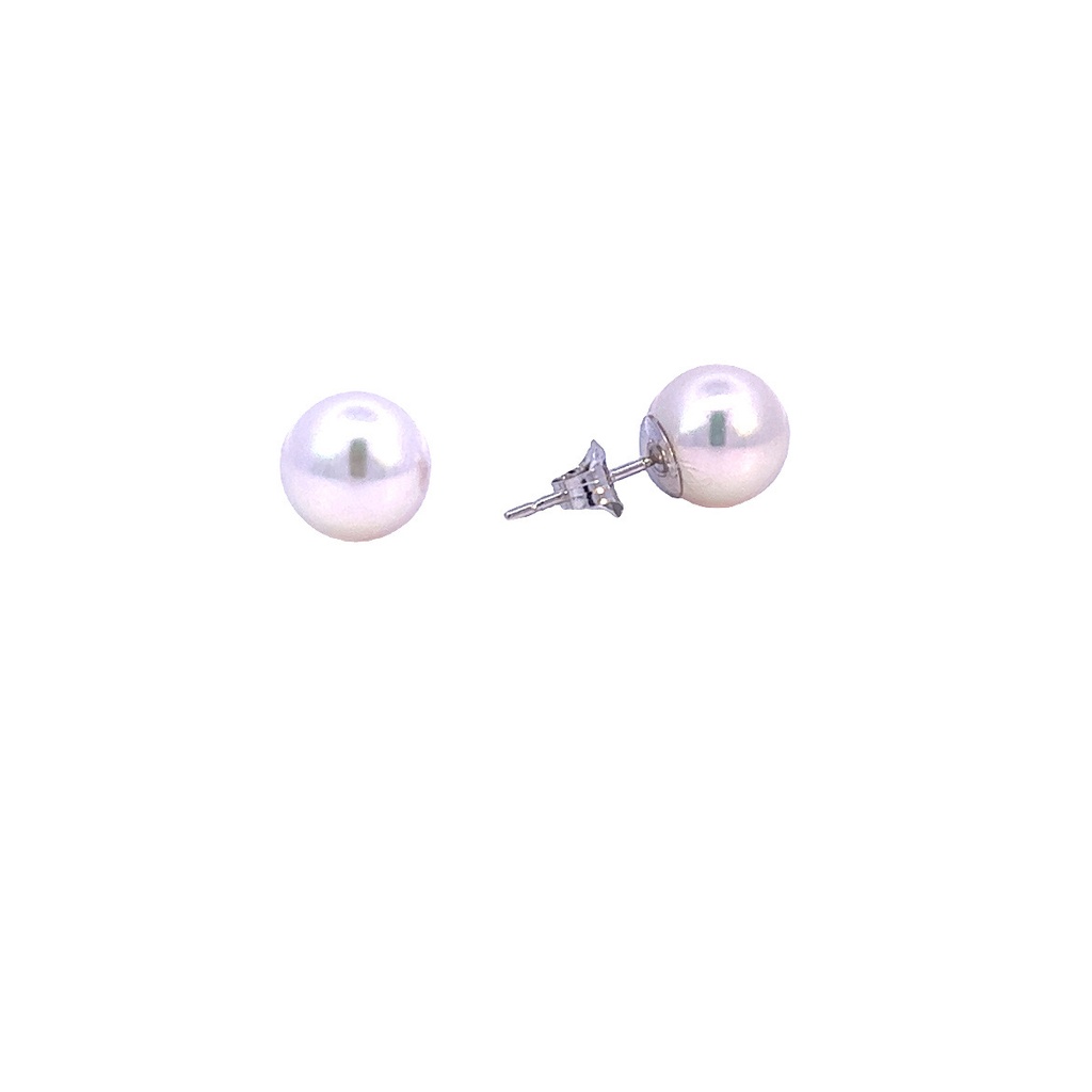 14Kt White Gold 8.5mm Cultured Pearl Stud Earrings