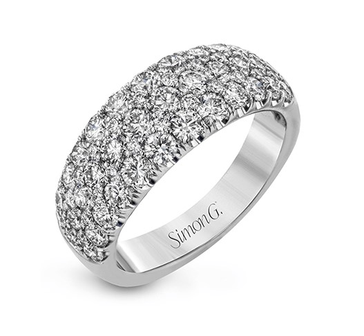18Kt White Gold Multi Row Band With (58) Round Diamonds Weighing 1.96cttw