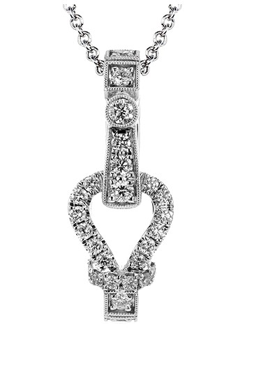 18Kt White Gold Buckle Pendant Necklace With (27) Round Diamonds Weighing 0.34cttw