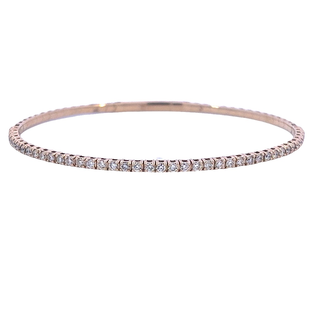 14Kt Yellow Gold Bangle With 41 Round Diamonds Weighing 1.00cttw