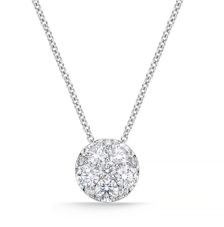 18Kt White Gold Harmony Pendant Necklace With (11) Round Diamonds Weighing 1.06cttw