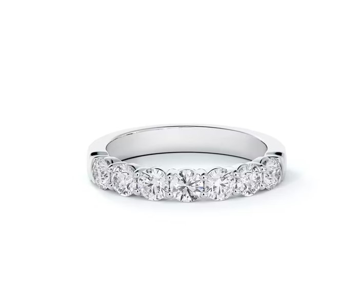 Platinum Seven Stone Band With Round Diamonds Weighing 1.05cttw