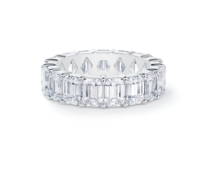 Platinum Emerald Cut Eternity Band With (26) Emerald Cut Diamonds Weighing 2.00cttw