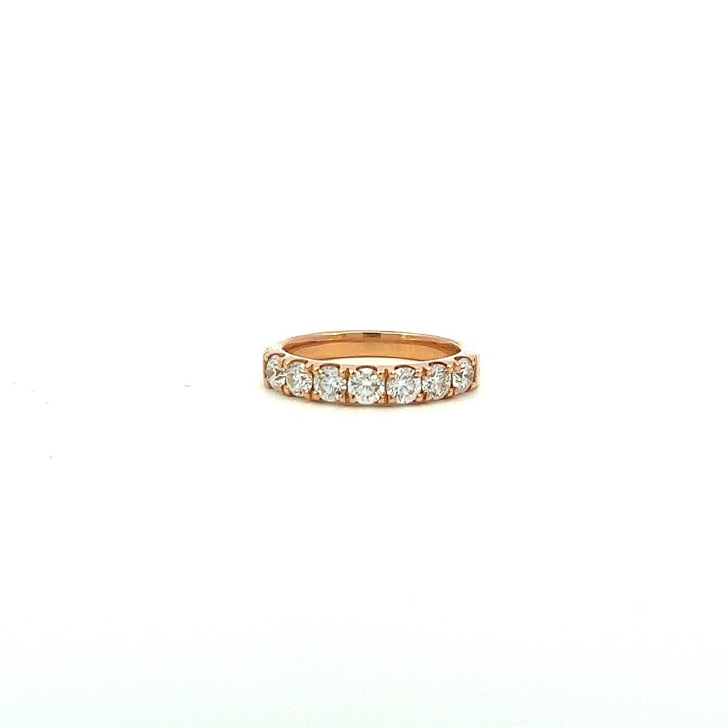 18Kt Rose Gold Half Eternity Band With (7) Round Diamonds Weighing 0.74cttw