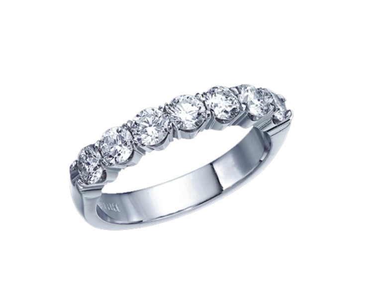 18Kt White Gold Seven Stone Band With Round Diamonds Weighing 0.50cttw