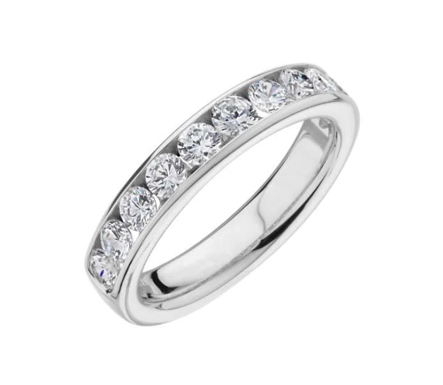 18Kt White Gold Channel Set Band With (11) Round Diamonds Weighing 0.50cttw