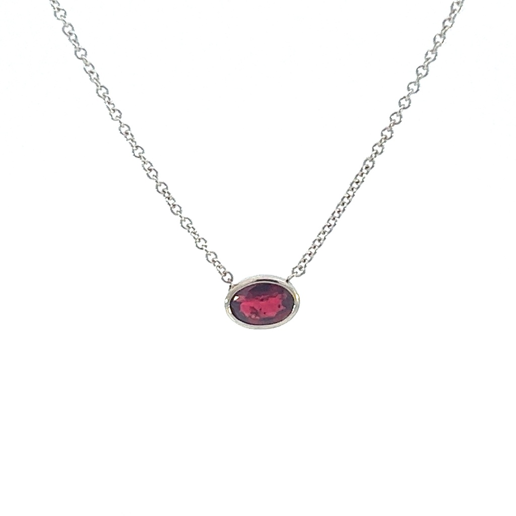 14Kt White Gold Necklace With A Bezel Set Ruby Weighing 1.01ct