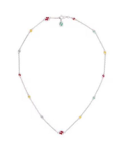 Sterling Silver Interlocking GG Necklace With Multi Color Enamel