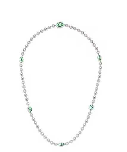 Sterling Silver GG Green Enamel Boule Necklace
