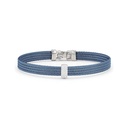 18Kt White Gold Island Blue Nautical Cable Four Row Bracelet With A Single Bar Station Of (10) Round Diamonds Weighing 0.05cttw
