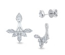 [FJBF10400008W72000] 18Kt White Gold Petal Studs And Jackets With (34) Round Diamonds Weighing 1.19cttw