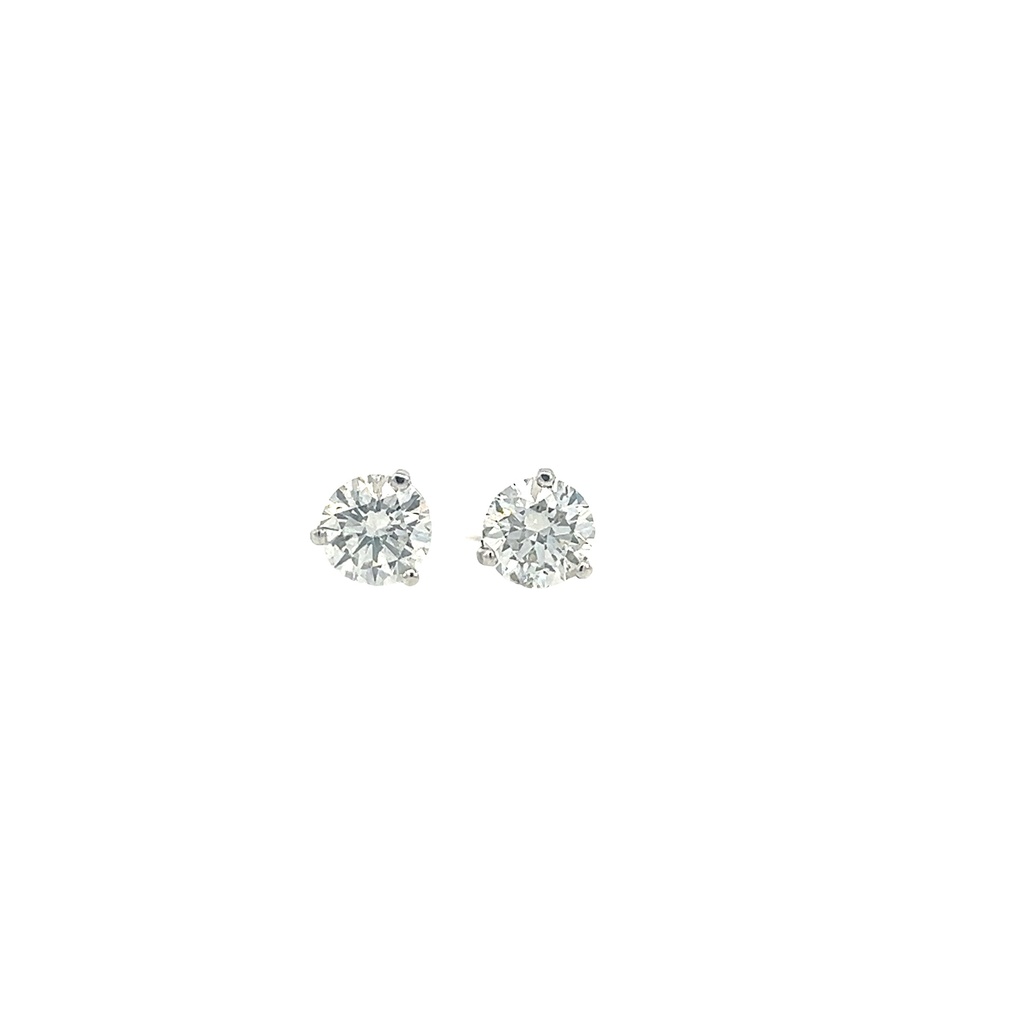 [S05287] Round Brilliant Cut Diamond Studs 2.01cttw G/SI2 GIA7412850121 GIA1429888352 14Kt White Gold Martini Set Screwbacks