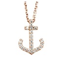 14Kt Rose Gold Anchor Necklace With (22) Round Diamonds Weighing 0.08cttw