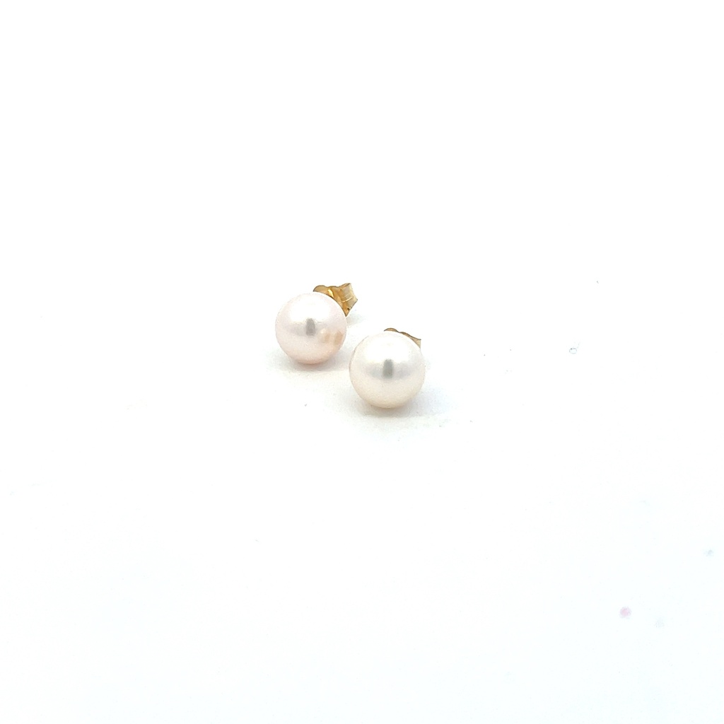 14Kt Yellow Gold 7.5mm Cultured Pearl Stud Earrings