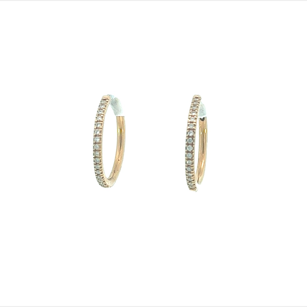 [HP18R16] 18Kt Rose Gold Diamond Hinged Hoop Earrings 0.16cttw