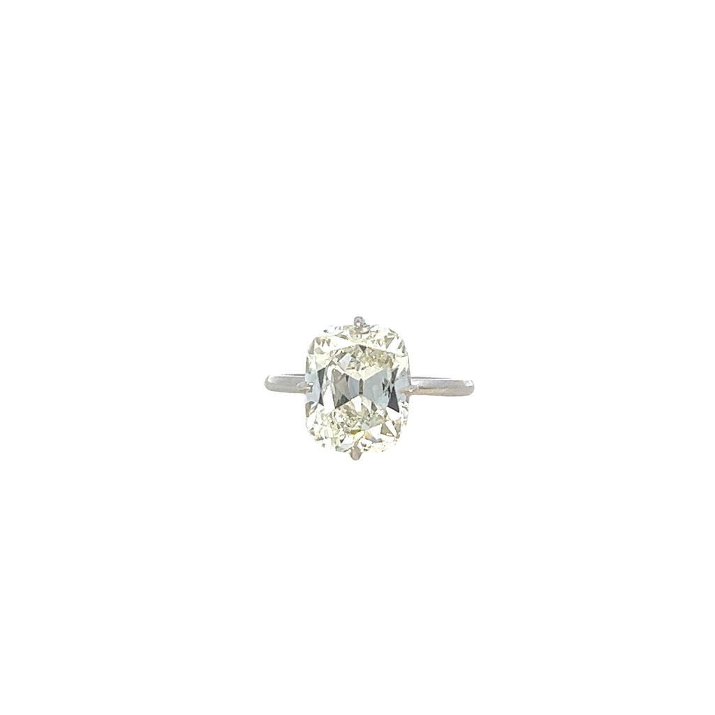 Platinum Solitaire Ring With A Cushion Cut Diamond Weighing 5.02ct