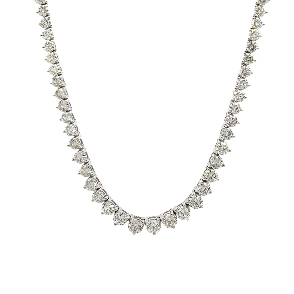 14Kt White Gold Riviera Necklace With (139) Round Diamonds Weighing 15.46cttw