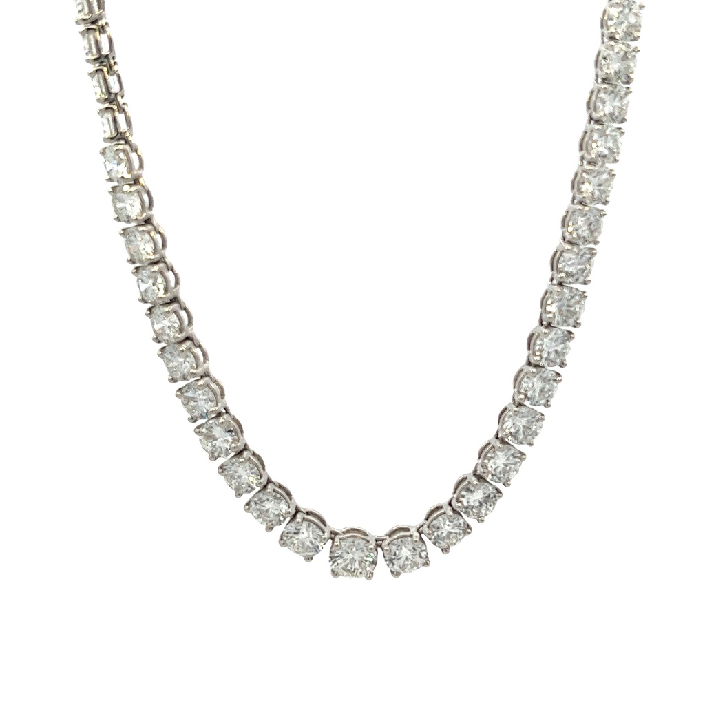 Platinum Riviera Necklace With (101) Round Diamonds Weighing 35.92cttw