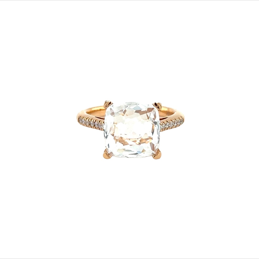 18Kt Rose Gold Diamond And Quartz Ring 0.14cttw