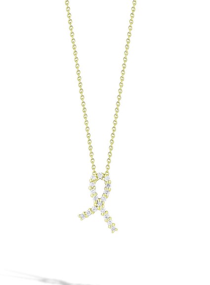 18Kt Yellow Gold Hope Tiny Treasures Necklace With (17) Round Diamonds Weighing 0.09cttw