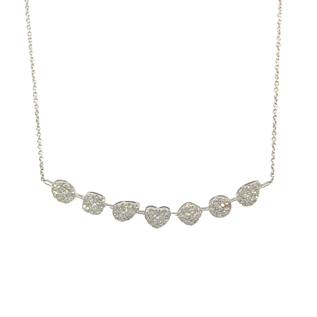 14Kt White Gold Illusion Bar Necklace With (69) Round Diamonds Weighing 1.93cttw