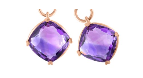 Cushion Amethyst Detachable Earring Charms