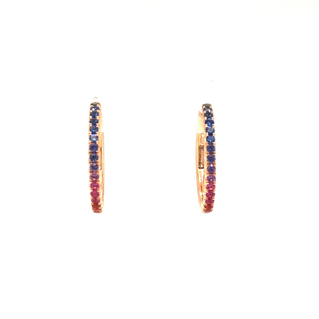 18Kt Rose Mixed Sapphire Hoop Earrings 0.42cttw