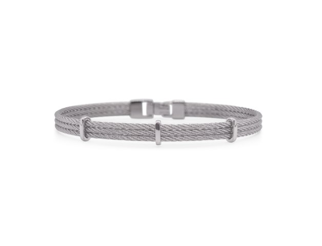 Stainless Steel Grey Nautical Cable Three Row Men's Bracelet