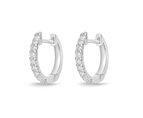 18Kt White Gold Odessa Huggie Hoops With 18 Round Diamonds Weighing 0.25cttw