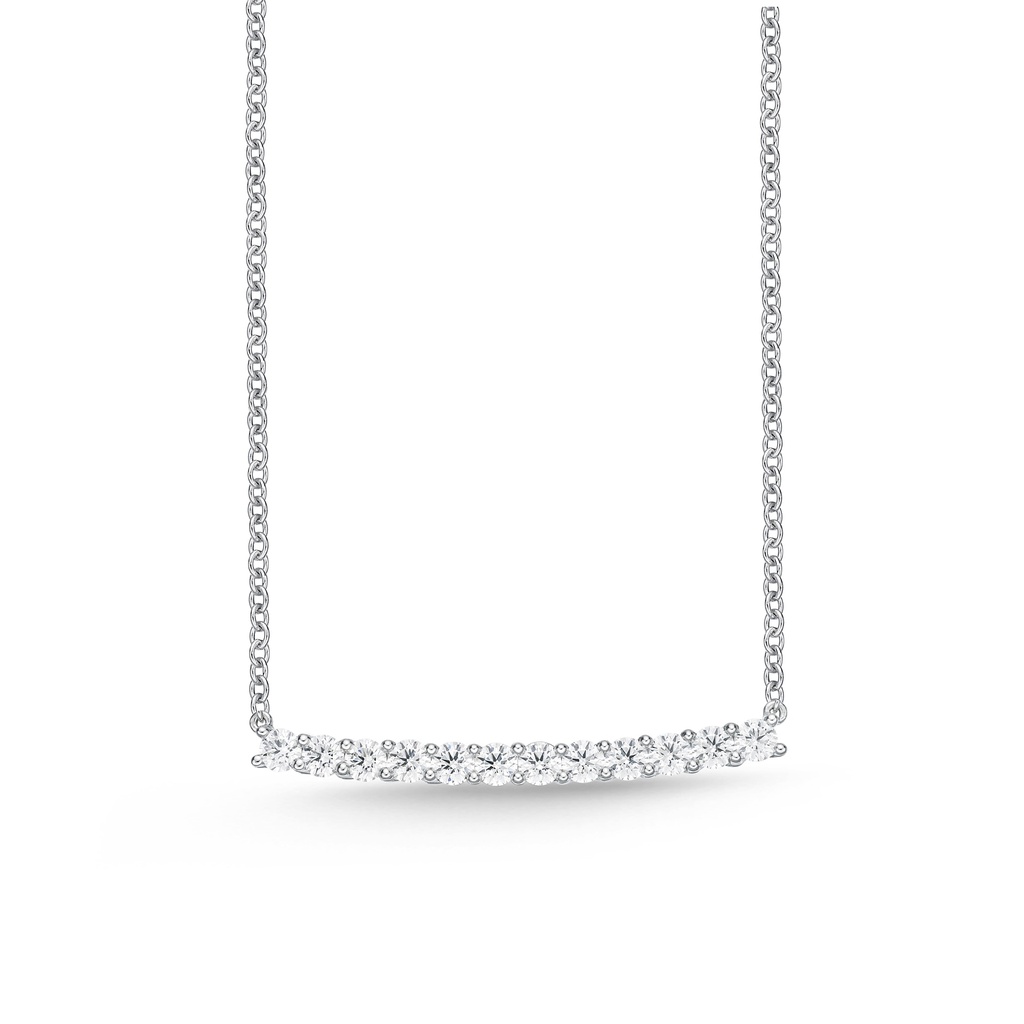 18Kt White Gold Bar Necklace With (12) Round Diamonds Weighing 0.78cttw