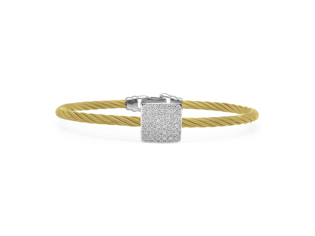 18Kt White Gold And Yellow Nautical Cable Diamond Square Station Bracelet With (36) Round Diamonds Weighing 0.30cttw
