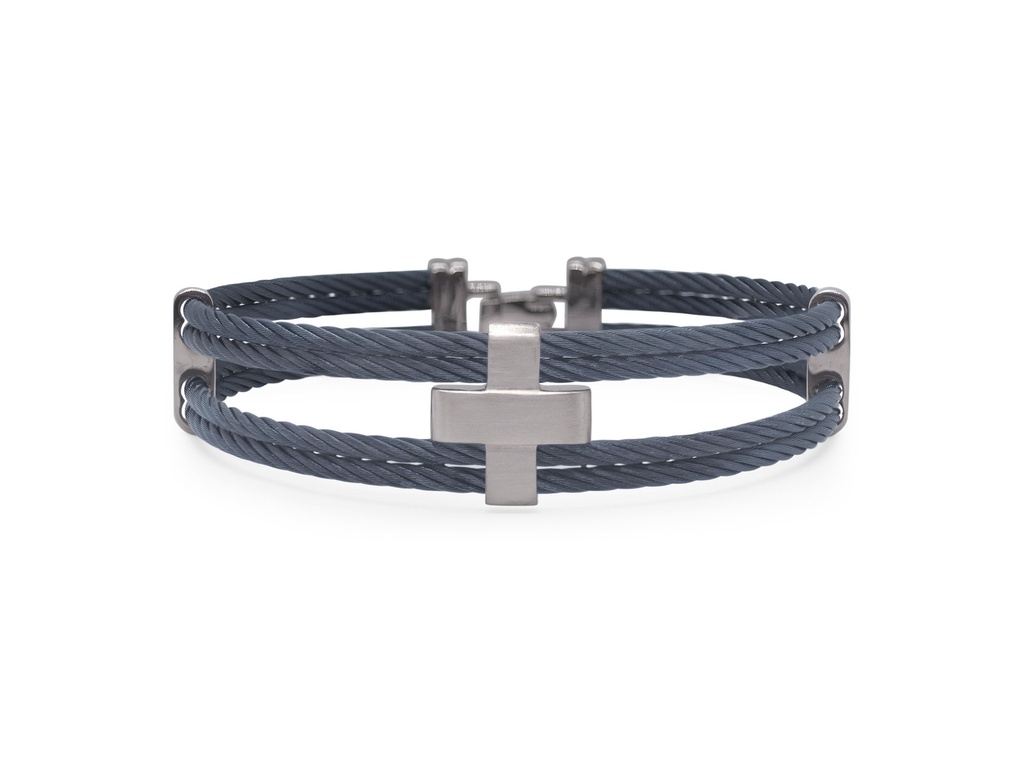 Stainless Steel Blueberry Nautical Cable Crossed Men's Bracelet