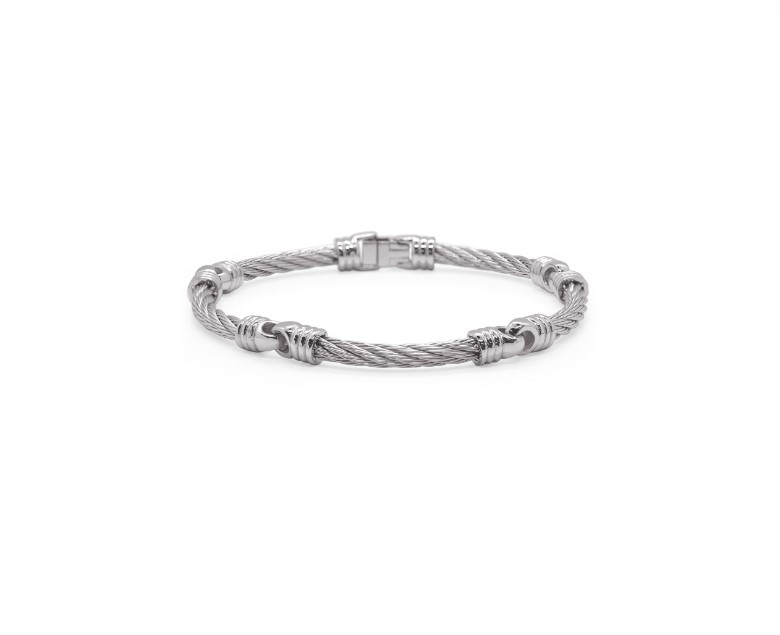 Stainless Steel Grey Nautical Cable Soft Link Men's Bracelet