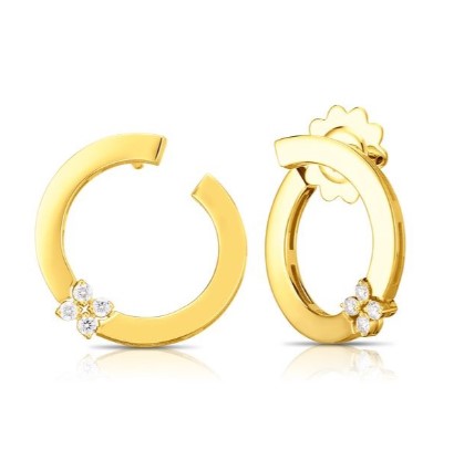 18Kt Yellow Gold Love In Verona Circle Earrings With (8) Round Diamonds Weighing 0.15cttw