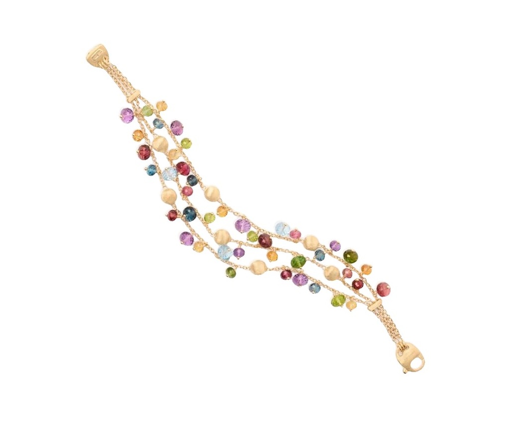 18Kt Yellow Gold Africa Bracelet With Mixed Gemstones 7.25"