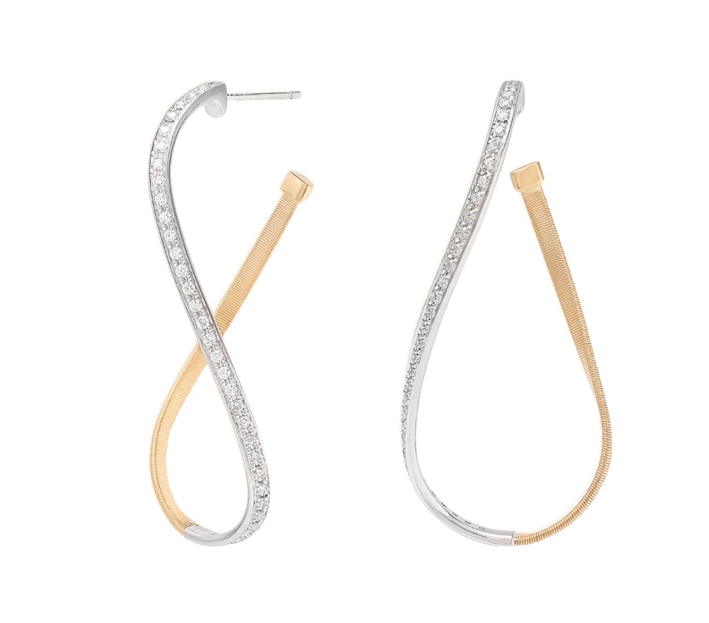 18Kt Two Toned Marrakech Twisted Hoops With (66) Round Diamonds Weighing 0.53cttw