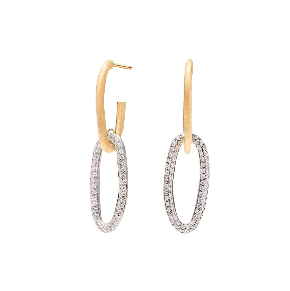 18Kt Two Toned Jaipur Link Drop Earrings With Round Diamonds Weighing 1.07cttw